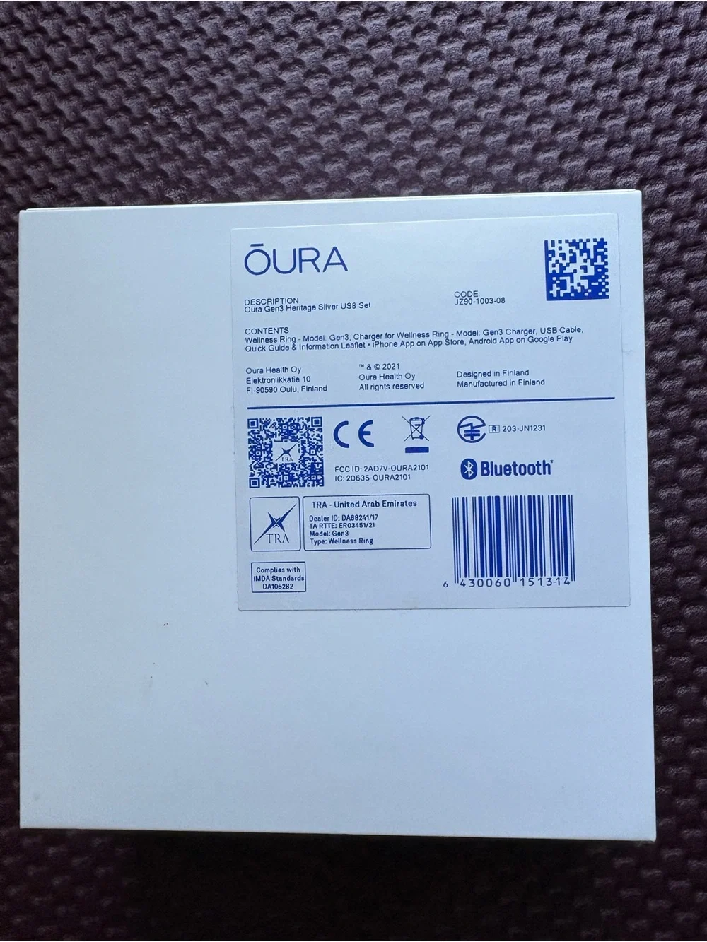 Oura Ring Gen 3 Heritage Silver Size 8 Complete Original Packaging Functional